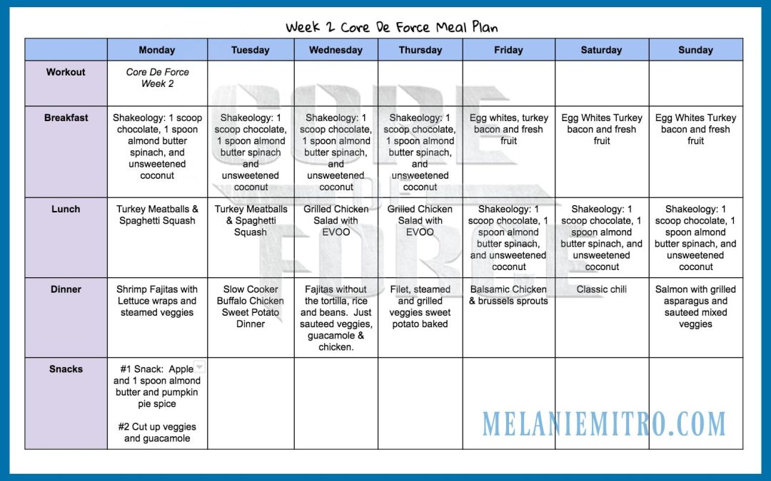Core De Force Meal Plan & Progress Update