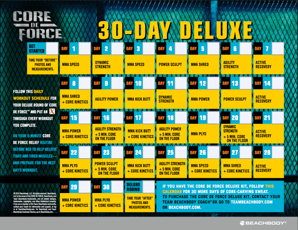 Core De Force Calendar, Deluxe Calendar